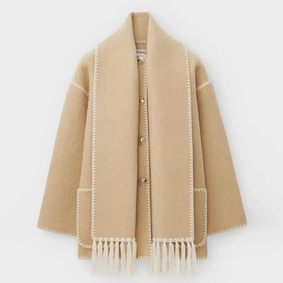 Sionne | Veste à Écharpe à Franges