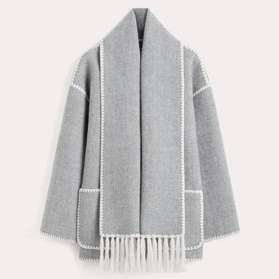 Sionne | Veste à Écharpe à Franges
