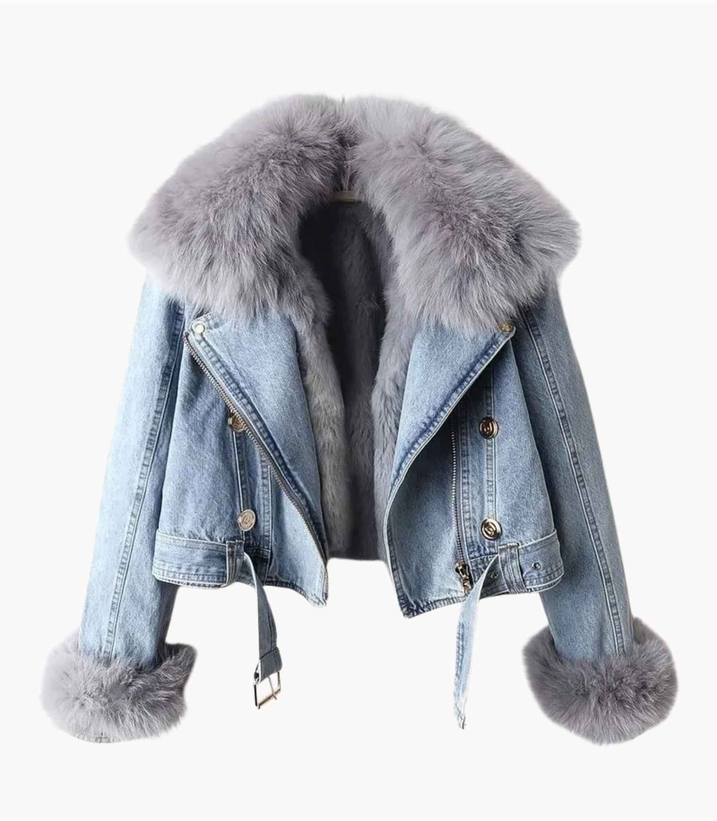 Orlissa - Veste en Fourrure avec Fermeture Éclair