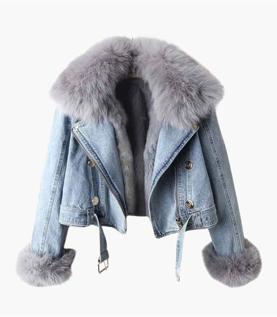 Orlissa - Veste en Fourrure avec Fermeture Éclair