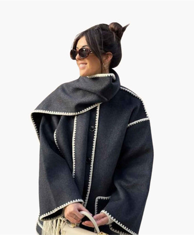 Sionne | Veste à Écharpe à Franges