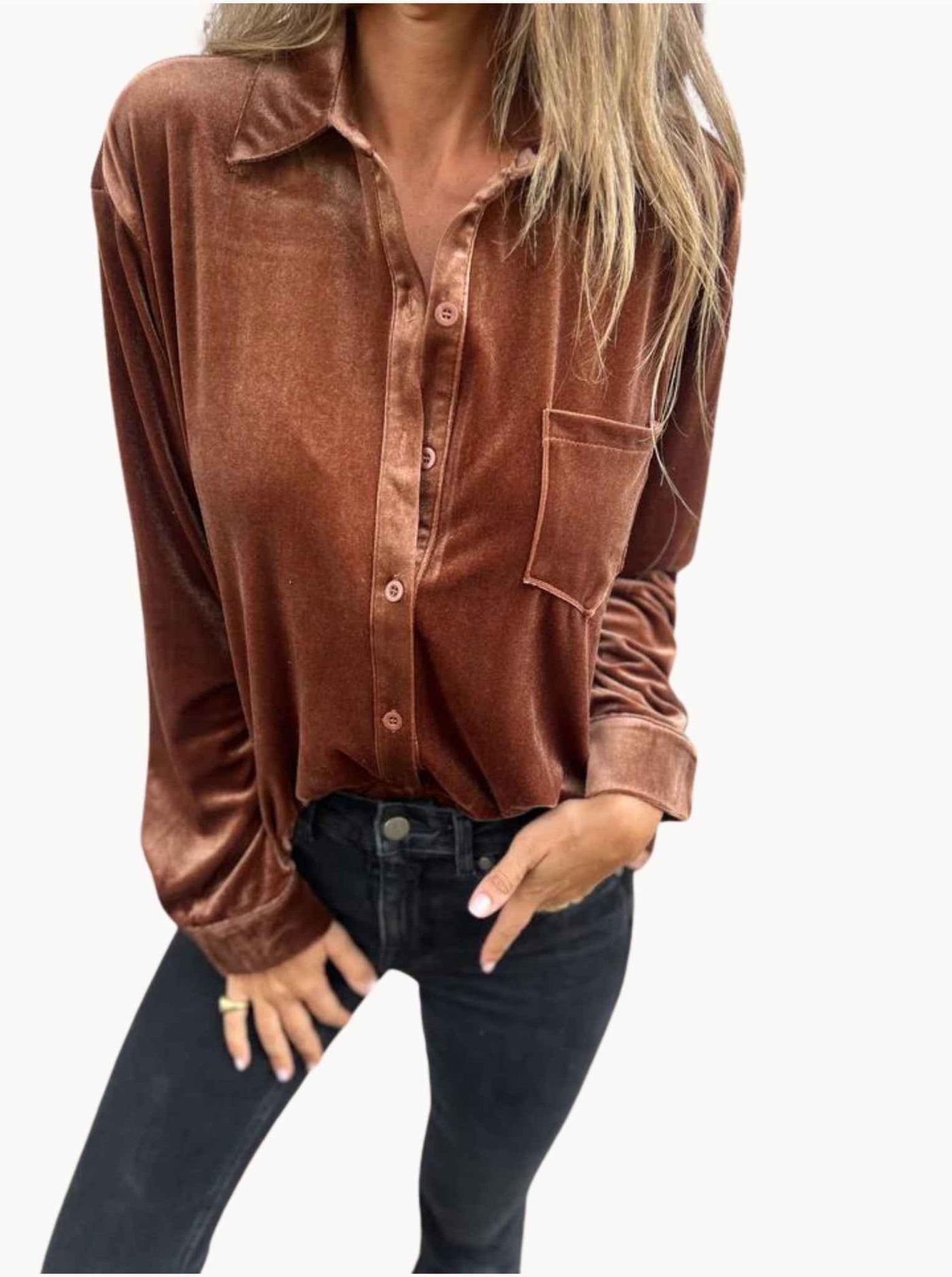 Marly | Blouse en Velours avec Poche Poitrine