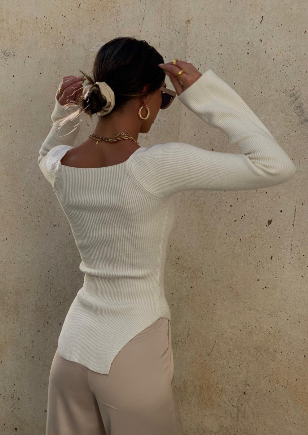 Tahlie | Haut Bodycon à Col Carré