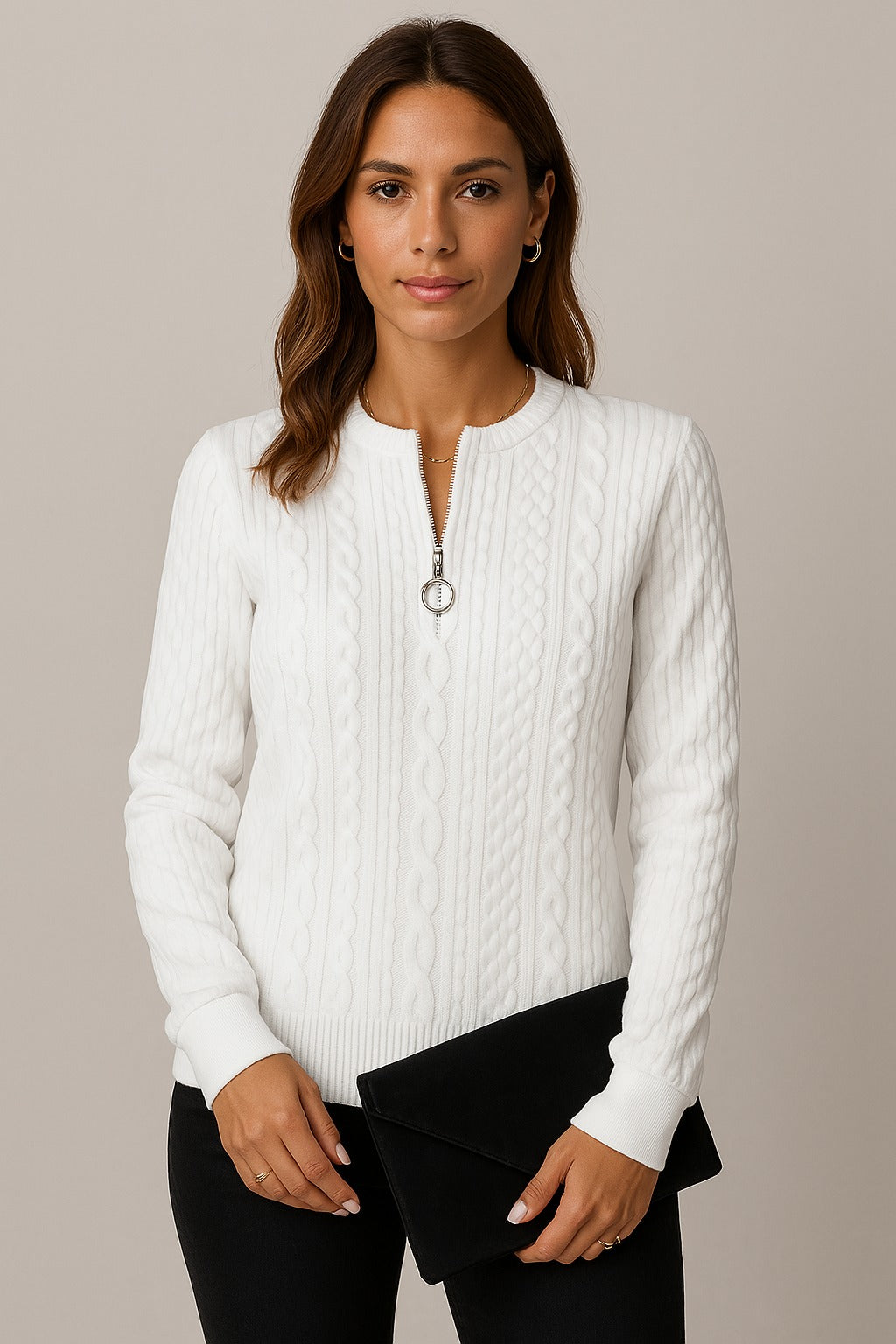 Julia | Pull élégant en maille zippée