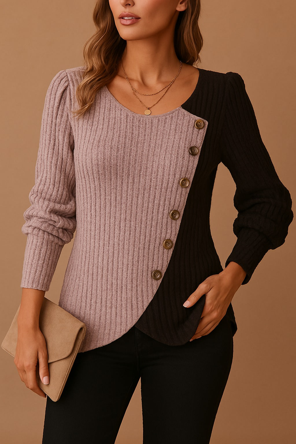 Janet | Pull en tricot élégant avec fermeture à boutons