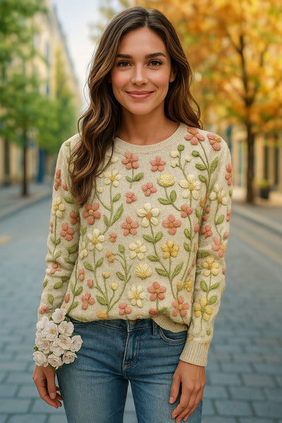Gertrude | Pull en tricot à motifs floraux