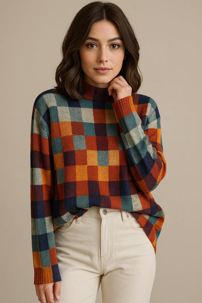 Mabel | Pull col roulé patchwork