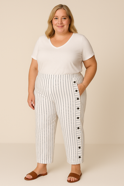 Sera™ | Pantalon à Rayures avec Boutons