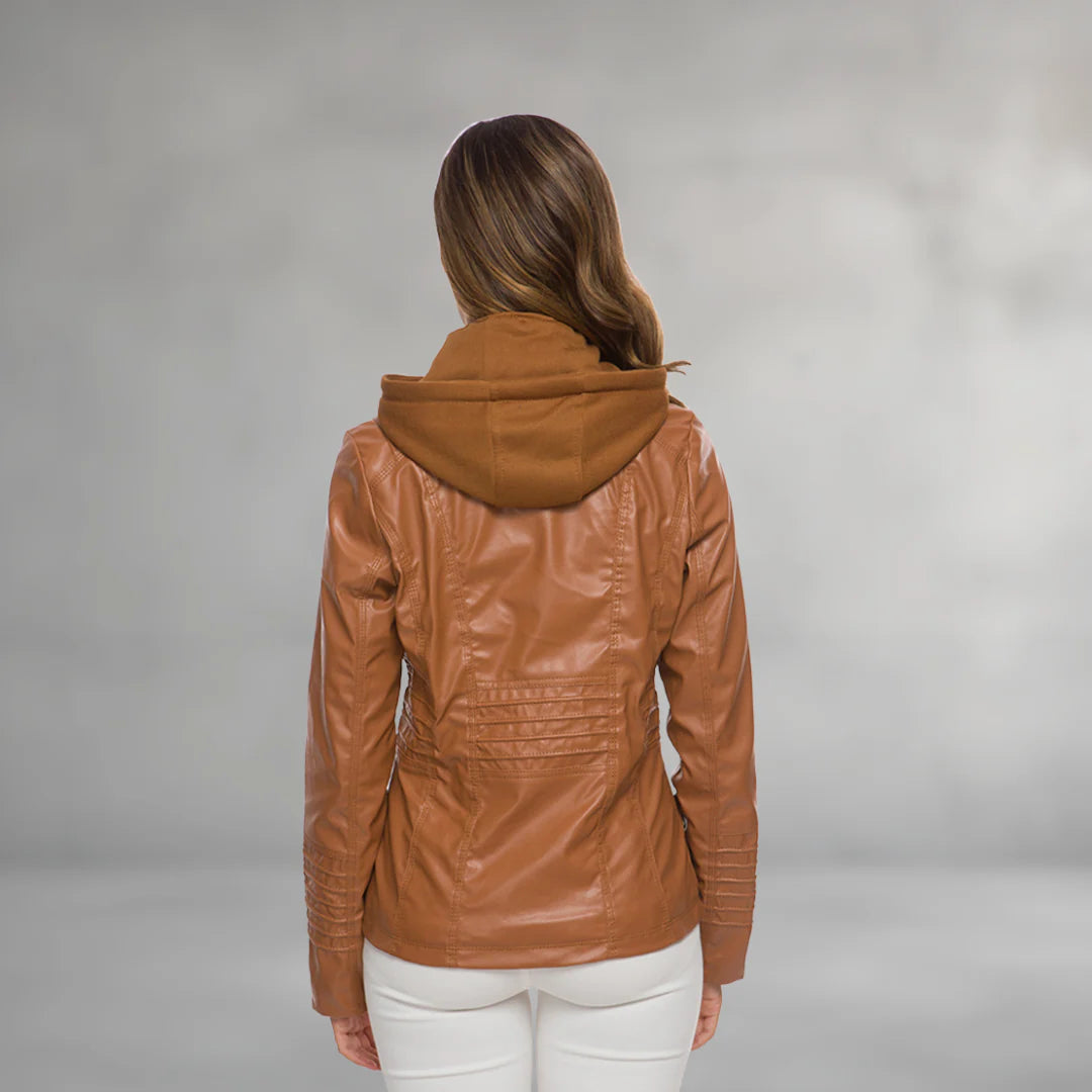 Emma | Leather Hooded Jacket