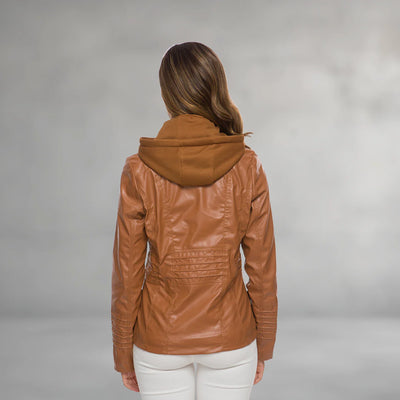 Emma | Leather Hooded Jacket