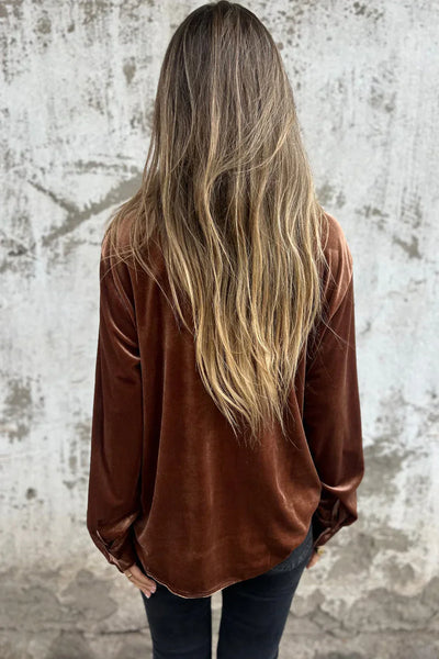 Marly | Blouse en Velours avec Poche Poitrine