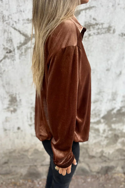 Marly | Blouse en Velours avec Poche Poitrine