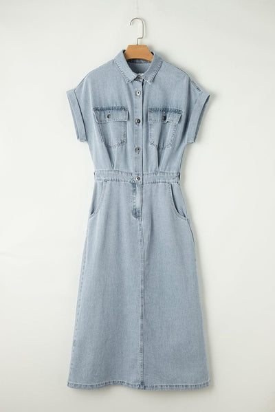 Sofia® | Robe en Jean Élégante avec Manches Courtes en Chauve-Souris