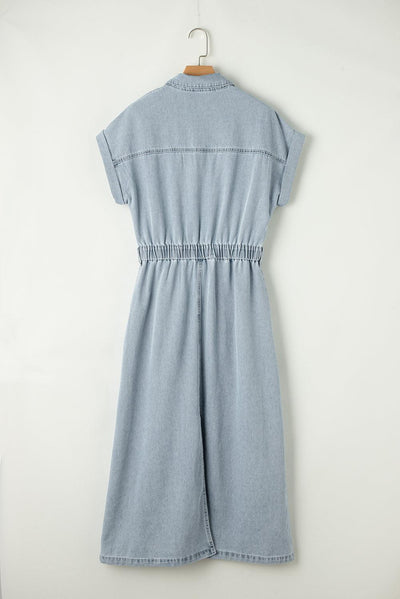 Sofia® | Robe en Jean Élégante avec Manches Courtes en Chauve-Souris