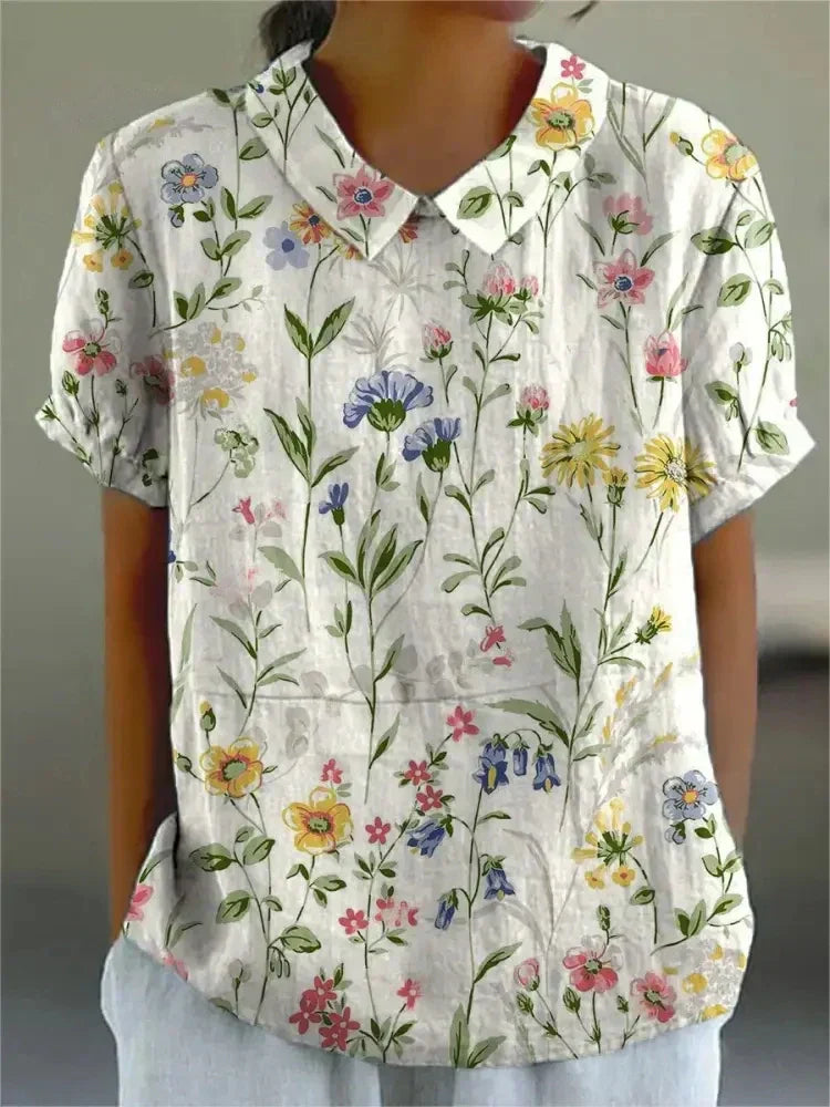 Sofia™ | Blouse à Fleurs Blanches