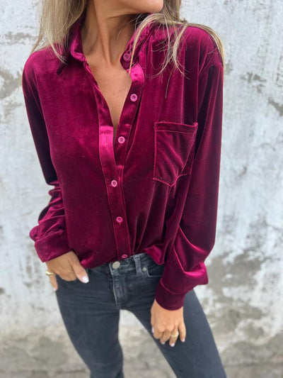 Marly | Blouse en Velours avec Poche Poitrine