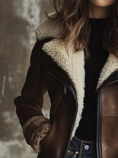 Grace | Manteau en cuir à col vintage