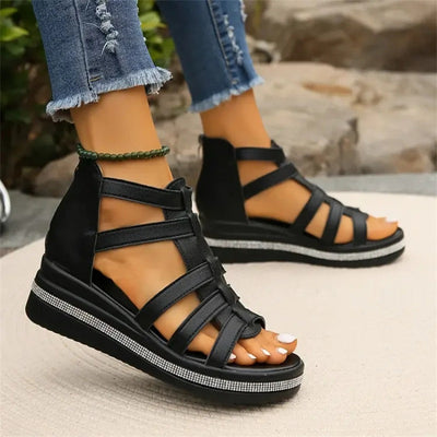 Idele | Sandales à strass avec semelle compensée