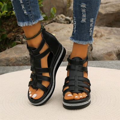 Idele | Sandales à strass avec semelle compensée