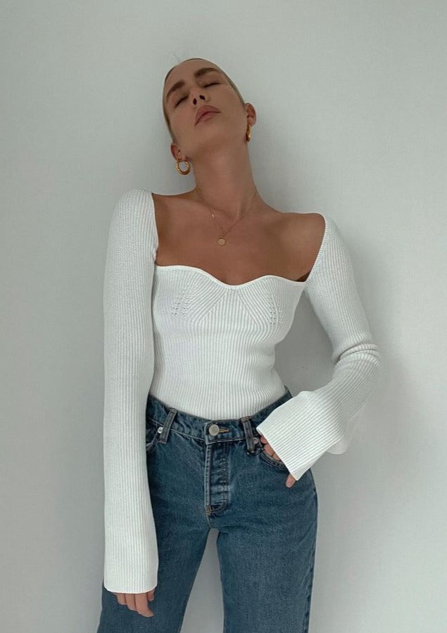 Tahlie | Haut Bodycon à Col Carré